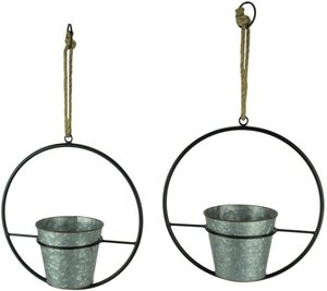 Jardinières galvanisées pour décoration de maison, cerceau en métal rustique, jardinières suspendues d'intérieur et d'extérieur - Product Image 1