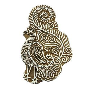 Sello textil con estampado de bloques indios, diseño de pavo real, sello de bloque de madera tallado a mano, sello de impresión - Product Image 2