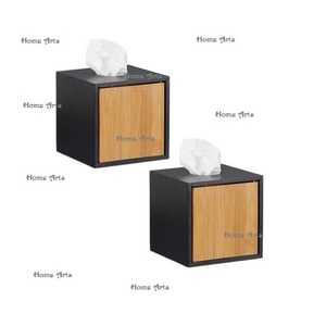 Ensemble de 2 boîtes à mouchoirs en bois de qualité supérieure, forme carrée, boîte de rangement pour serviettes à prix abordable - Product Image 3