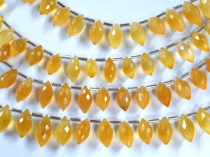 Briolette en forme de riz de haute qualité à facettes calcédoine jaune en vrac perles de pierres précieuses semi-précieuses naturelles pour la fabrication de bijoux - Product Image 2