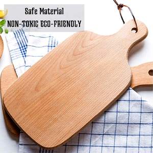 Planche à fromage en bois d'acacia rond et rectangulaire brun naturel KSN avec finition murale et poignée Plateau de service - Product Image 2