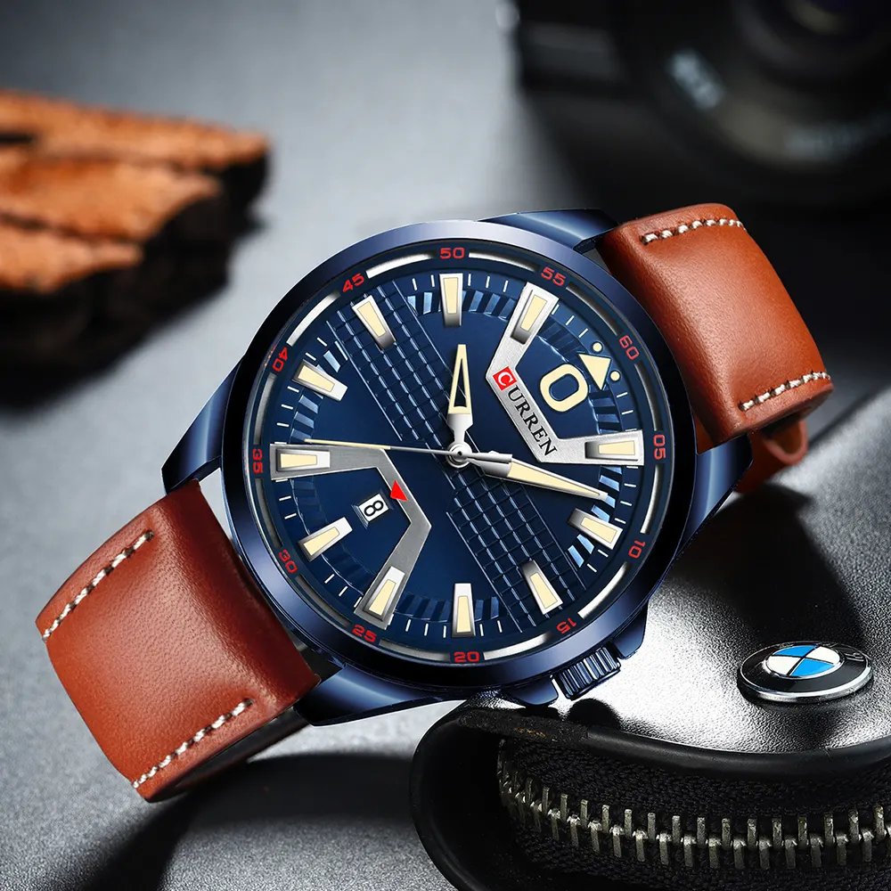 Curren 8379 Fashion Luxury Man Quartz Watch Leather Clock Auto Date Wristwatch Male Brand Watch Reloj Hombres