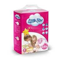 Couches jetables pour bébé LITTLE STAR en coton de haute qualité, protection anti-fuites, super absorbantes, 3-13g SAP, taille L, feuille arrière respirante, élastique