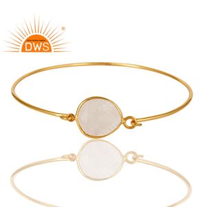 925 Sterling Silver Natural Rainbow <b>Moon</b> Stone Gemstone Bangle for Women Jewelry Manufacturer - Product Image 3