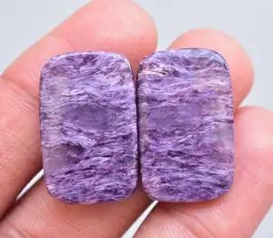 Doğal Charoite çift taş Cabochon Charoite Charoite taş çift Lot gevşek taş Lot mor