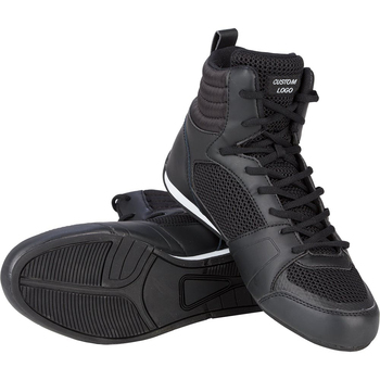 High-Grade PU With Mesh Wrestling Shoes Squat Combat Fight Fitness Gym Training Black Boots Boxing Shoes