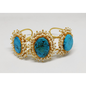 Braslet de piedra para niñas y mujeres, diseño elegante hecho a mano, chapado en oro, latón, acabado mate, a la moda - Product Image 2