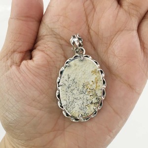 925 Sterling Silver Handmade Fine Pendants <b>Charms</b> Unisex Elegant Yellow 8.3GM Trendy Natural <b>Picture</b> Jasper Oval Gemstones Bezel - Product Image 6