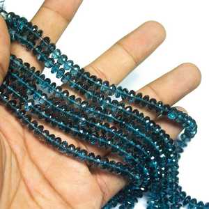 Cuentas Redondas Facetadas de Topacio Azul Londres Natural de 2 mm, Grado AAA+, Certificado IGI, Color 100% Natural - Product Image 3