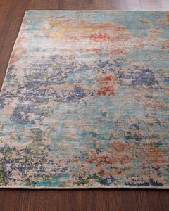 พรมผ้าไหมไม้ไผ่แบบถักมือลายสไตล์ธิเบตดีไซน์แบบนามธรรมสำหรับห้องนั่งเล่น - Product Image 3