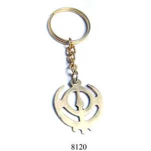 High Quality Brass Decorative Punjabi Religious Key chain with Brass Key Ring for Promotional Gift Key Holder for Wholesale