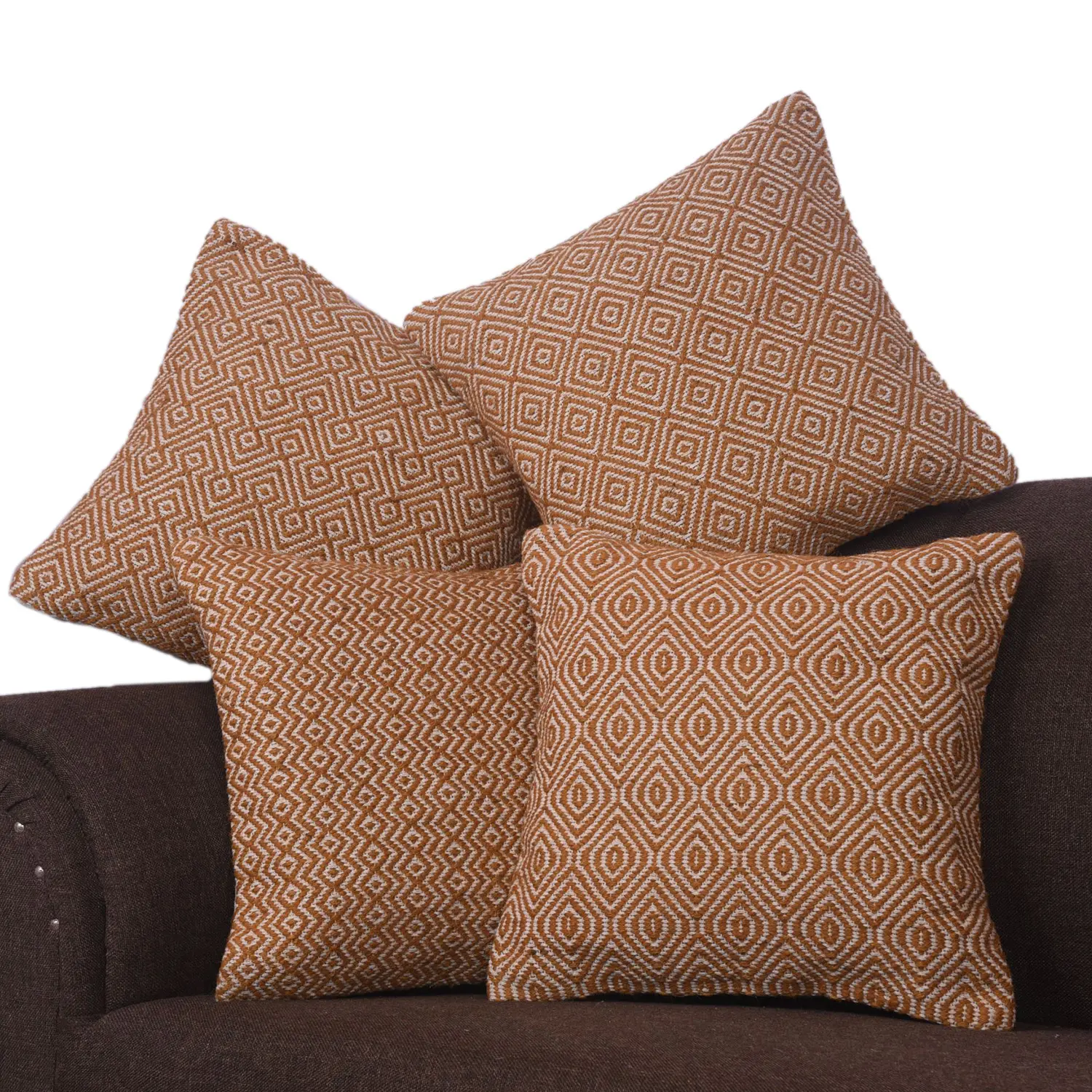 BOHEMIAN COTTON JUTE TUFTED 4 YELLOW PILLOW SET THROW PILLOW COVERS HOME DECORATIVE INDIAN MOROCCAN PILLOWCASES FOR SOFA BED