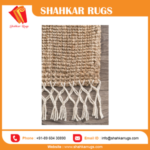 Tapis à franges Jute naturel tissé à la main avec laine adulte en peluche moderne Rectangle réversible tapis étanches à l'eau pour cuisine Chevron - Product Image 5