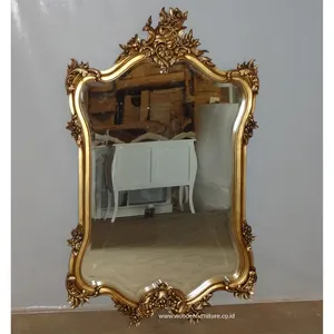 Solid Mahogany Frame French Style Mirror Classic Wooden Accessories