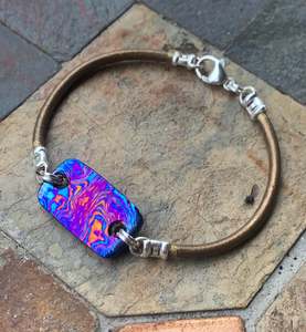 สร้อยข้อมือ timascus mokuti ทำด้วยมือพร้อมเพชรสไตล์ศาสนาเครื่องประดับสแตนเลส - Product Image 1