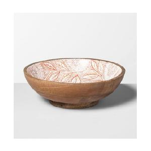 Tazón de servir de madera de acacia Color marrón y Rosa Diseño expansivo Tazón impreso de esmalte redondo Muy buena calidad de una foto y precio - Product Image 2