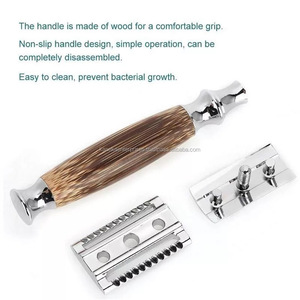 Rasoir de sécurité à lame unique pour hommes avec logo personnalisé et manche en bambou - Product Image 6