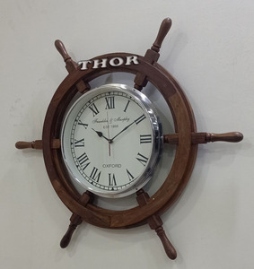 Nautique Fabriqué À La Main Premium Décoration Murale Horloge En Bois Navire Roues | Pirate Accent | Maritime Décoratif Fois Horloge - Product Image 6
