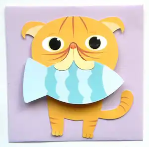 卸売 招待カード誕生日猫-8Rグリーティングカード紙オレンジ子猫