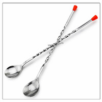 Cuillère à bar en acier inoxydable durable avec bouton rouge écologique et accessoires en cuivre Mayur Exports 28,5 cm pour la vaisselle de bar