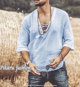 Recién llegado, camisa de lino de algodón 100% para hombre, diseño elegante de verano, camiseta tejida con cuello de Polo, Mini ropa informal ligera - Product Image 2