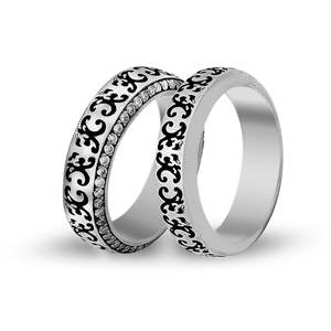 Bagues de mariage en or massif 14K, Design artistique, bague de mariage, ensemble de bijoux à graver personnalisé, vente en gros de turquie - Product Image 3