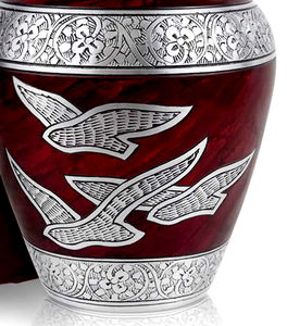 Urne de crémation en métal Royal Red Radiance de qualité supérieure ailes de la liberté fournitures funéraires funéraires pour adultes pour cendres humaines - Product Image 4