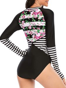 High quality bbj rash guard women's Long Sleeve zipper Diving Swimming Surfing <b>UV</b> Rash guard Tops <b>swimwear</b> - Product Image 3