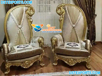 Chaise à baldaquin baroque dorée de style français avec tabouret, ensemble de chaises à baldaquin en bois sculpté traité, taille personnalisée, pour salon, luxe moderne