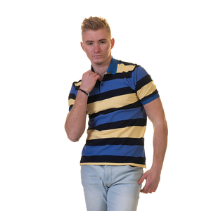 POLO con cuello de algodón a rayas para hombre, camiseta informal, ropa de golf - Product Image 2