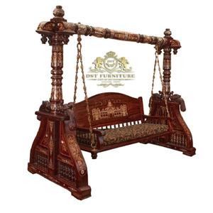 Traditional Teak <b>Wood</b> Taj <b>Swing</b> for Home Indoor Hand Carved Teak <b>Wood</b> Jhoola <b>Swing</b> Peacock Theme Jhula <b>Swing</b> in Living Room - Product Image 1