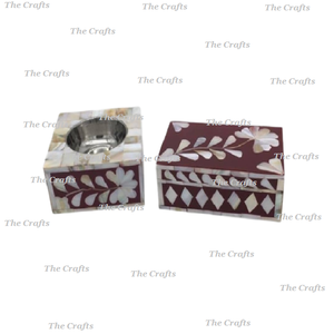 Juego de Dos Quemadores de Incienso Dukhoon de Forma Cuadrada en Madera y Mampostería, Quemador de Oud Mubkhar para Uso en Hoteles - Product Image 2