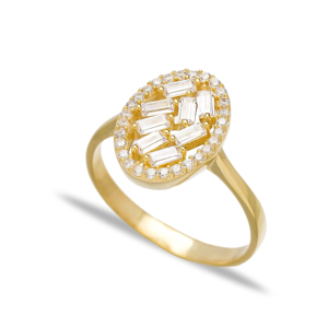 การออกแบบรูปไข่เหลี่ยมเพทายหินคลัสเตอร์แหวนตุรกี Handcrafted ขายส่ง925เครื่องประดับเงิน - Product Image 1