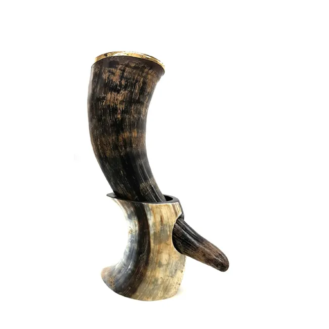 Best Quality Beer Drinking Horn with Horn Stand Drinking Viking Drinking Horn Genuine Carved carved water buffalo Axiom Agate