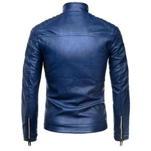 Chaqueta de motorista Unisex, cazadora de cuero de oveja azul real con cierre de cremallera y cuerpo de piel, disponible en todos los colores de cuero, hecha en paquistaní - Product Image 2