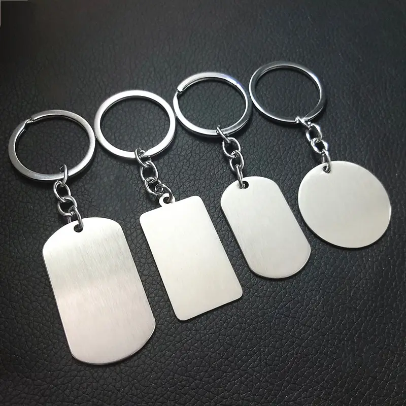 Personnalisé En Acier Inoxydable Dogtag Porte-clés Porte-clés Laser Gravure Logo Blanc En Métal Dog Tag et Porte-clés