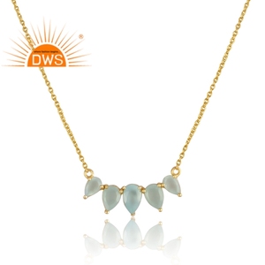 Venta al por mayor COLLAR COLGANTE de plata esterlina Aqua Calcedonia collar de piedras preciosas proveedor - Product Image 2