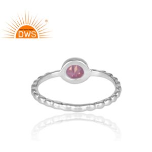 ธรรมชาติรอบตัดสีชมพูพลอยบุษราคัม925แหวนเงินสเตอร์ลิงสตรีผู้ผลิตเครื่องประดับผู้ค้าส่ง - Product Image 4