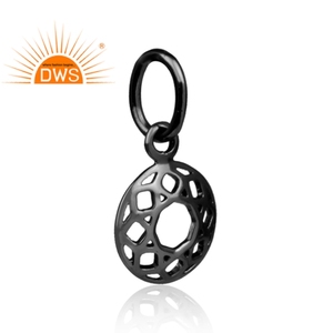 Hecho a mano negro rodio 925 plata esterlina diseñador declaración colgante joyería fabricante colección delicada - Product Image 2