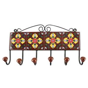 Designer Premium Brown Ceramic Floral Handcrafted <b>Kids</b> <b>Clothes</b> Hooks Boho Holders Wall Hangers Durable Indian Craft Wholesale - Product Image 2