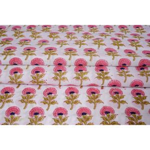 Tela de algodón de gasa de La India por yarda Impresión de bloque de mano Color natural Camisa suave y confección para bolsos y vestidos - Product Image 5