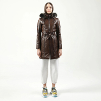 Veste longue en cuir matelassé pour femme de qualité supérieure, tissu respirant, broderie, motif camouflage, doublure en viscose, doublure en fourrure