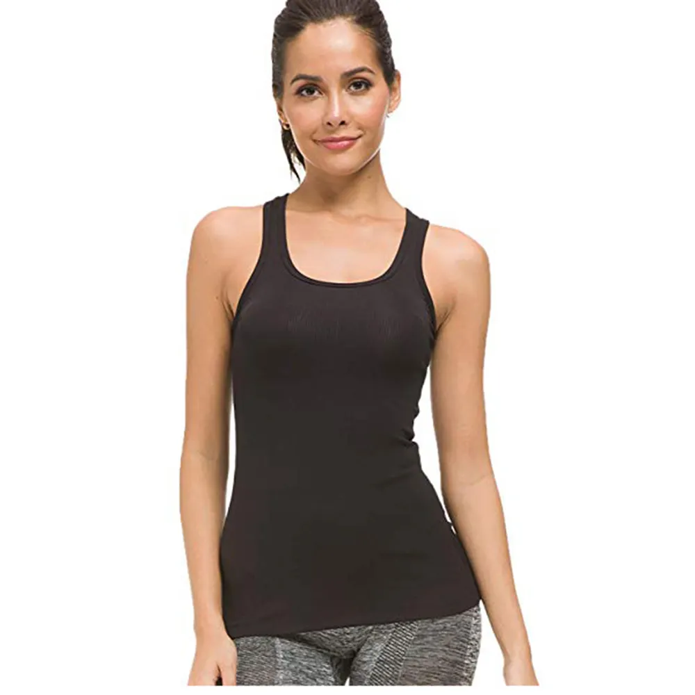 Women Black Color Cotton Made Wholesale Light Weight Gym And Fitness Wear Sports Singlets For Women