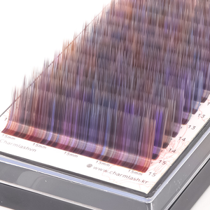 Extensiones de Pestañas CharmLash de Alta Calidad, Fibra PBT Coreana, Etiqueta Personalizada, Color Violeta Multicolor, Rizos Naturales Especiales, Curvatura BC - Product Image 5