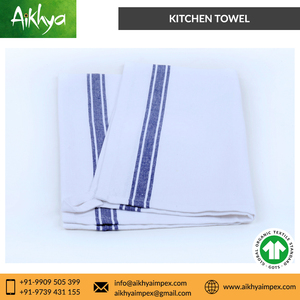 Offre spéciale Serviettes de cuisine en coton biologique lavables en machine à rayures vintage Meilleur prix Serviettes de thé tissées vierges imprimées - Product Image 6