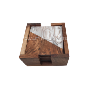 Juego de 4 piezas de alta calidad, posavasos de resina epoxi de madera de Mango con soporte de madera, posavasos cuadrado de madera, alfombrillas y almohadillas - Product Image 3