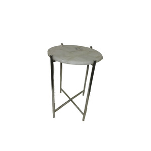 Table basse moderne en acier inoxydable et dessus en marbre, Table de lit d'appoint très vendue, nouveauté, meubles de maison de taille standard - Product Image 1
