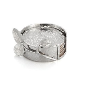 Ensemble de sous-verres en verre en aluminium martelé avec support, design fantastique, forme ronde, ensemble de sous-verres pour tasse à thé ou à café - Product Image 5