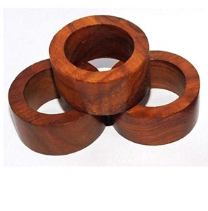 ที่ใส่แหวนผ้าเช็ดปากทำจากไม้รูปทรงหกเหลี่ยมไม่ขัดเงาของมะม่วง - Product Image 3