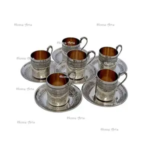 铝制茶杯和茶碟套装圆形定制尺寸厨房茶杯茶碟，适用于酒店和餐厅